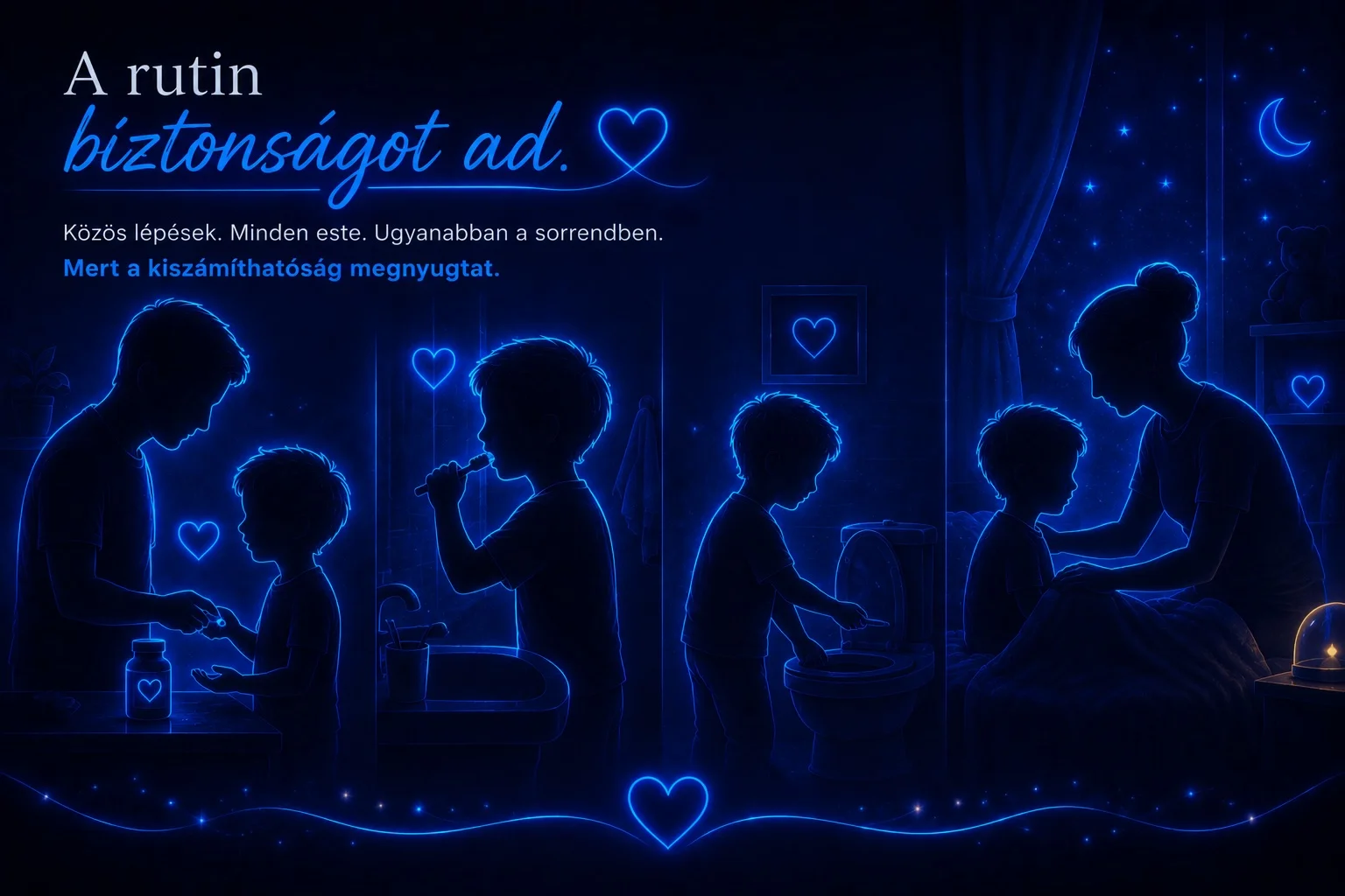 Esti rutin — kisgyerek és szülő együtt a lefekvés előtti percekben