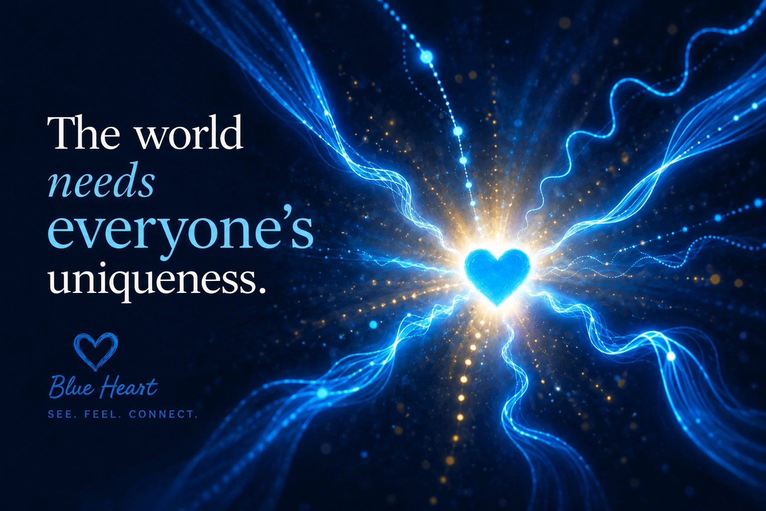 Dark blue background where blue light lines meet in a glowing blue heart