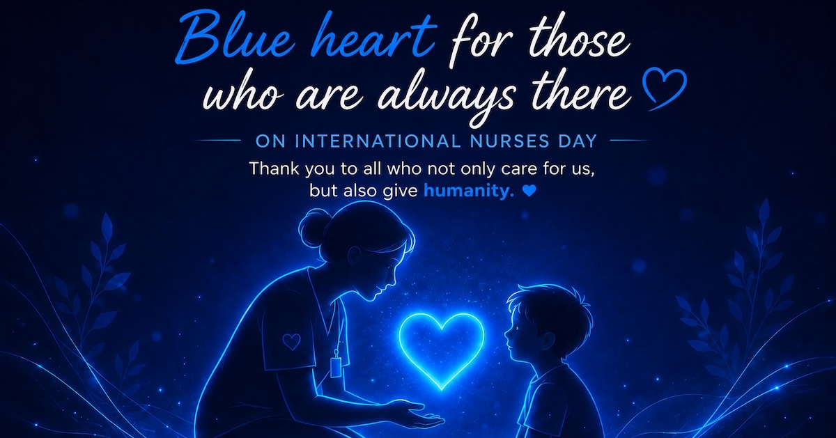 Blue heart in gentle light, with helping hands