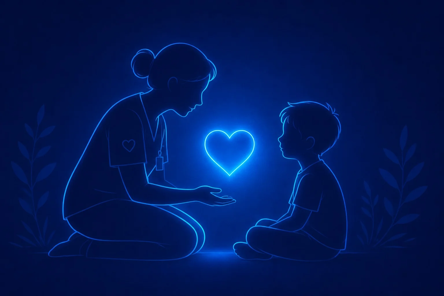 A nurse speaking calmly to a child
