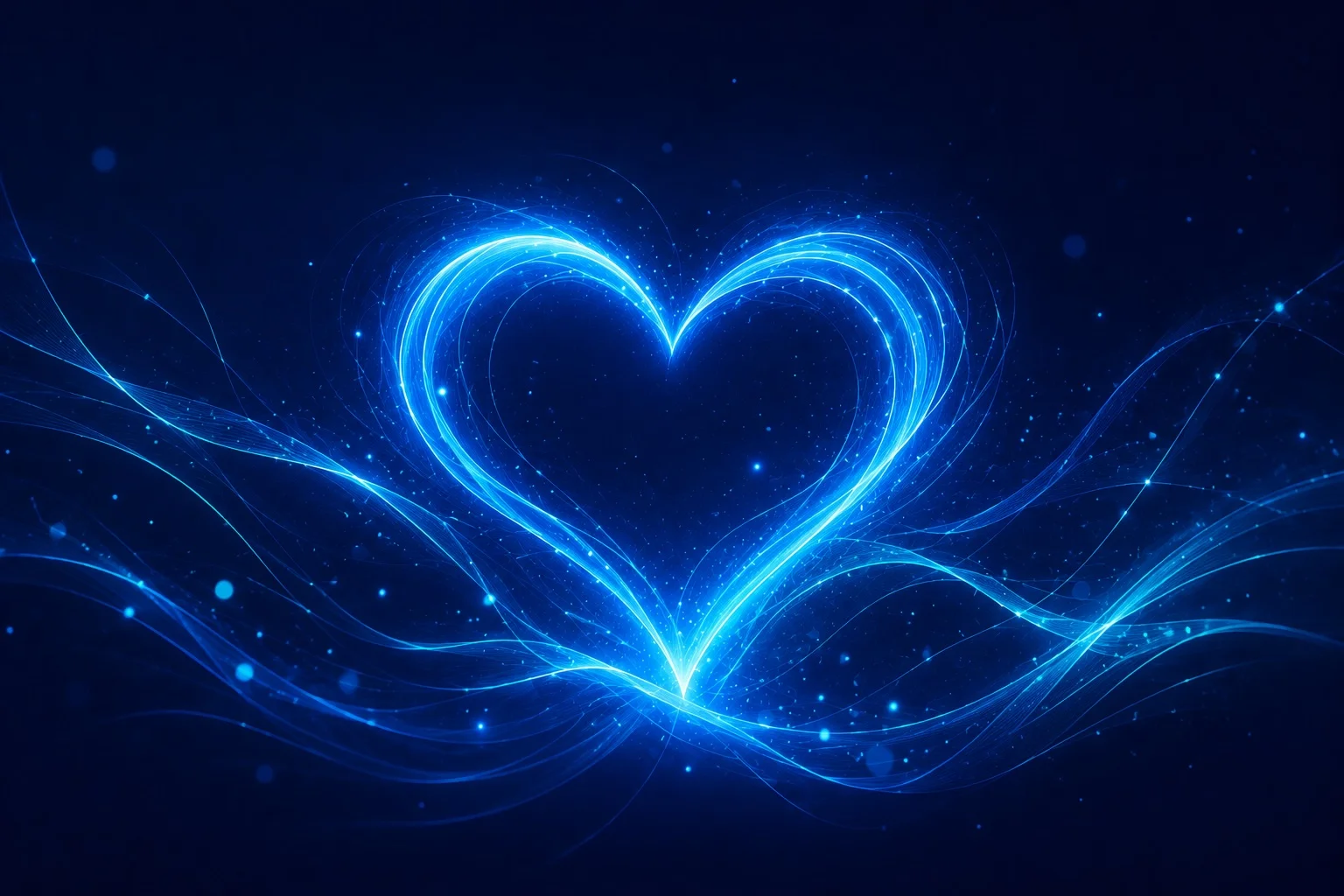 Blue flame and heart in symbolic light